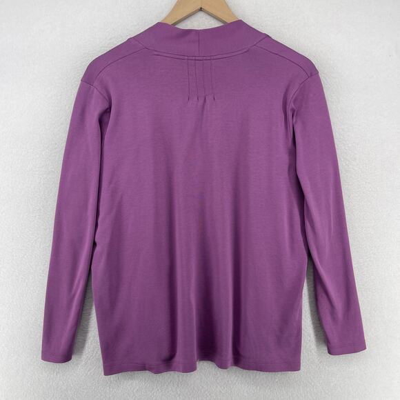 LL BEAN Cardigan Womens LP Petite Jersey Open Front Supima Cotton Purple - Picture 2 of 14